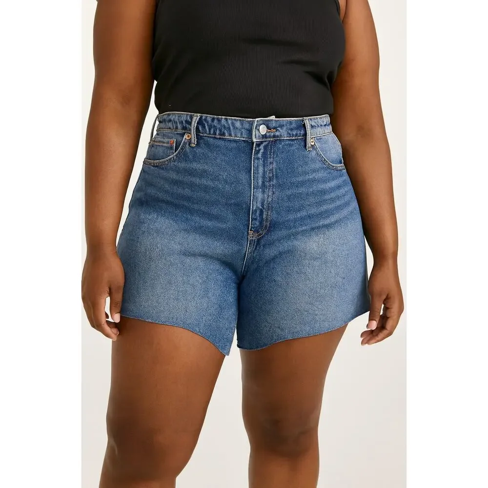 House of Harlow High Rise Mom Midi Cut Off Denim Shorts Size 33/16 NWT